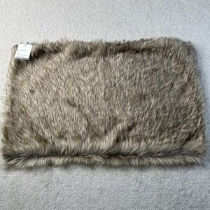 Pottery Barn Nottingham Plaid Faux Fur‎ Lumbar Pillow Cover 16"x26" Red Grey NWT